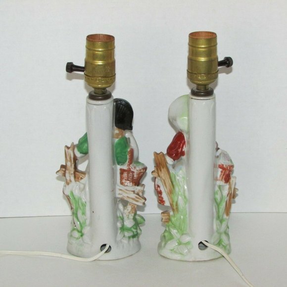 2 Lamps 1940's Figural Dresser Boudoir Occupied Japan Vintage Handpainted Lights - Picture 4 of 13